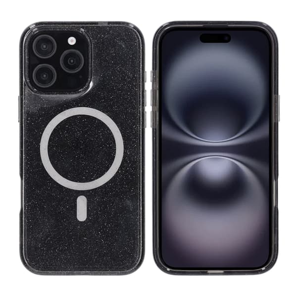 iPhone 16 Pro Max Rvelon TPU Mobile Case with MagSafe - Glitter Black Glitter