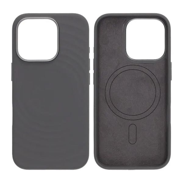 Cream wave liquid silicone Case For iPhone 16 Pro Gray Grå