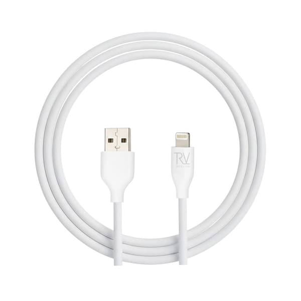 Rvelon iPhone-kabe USB A till Lightning MFi Silikon 1M Vit Vit