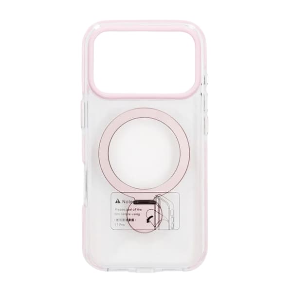 Magsafe Case for iPhone 17 Pro Max - Transparent pink with ring stand Transparent