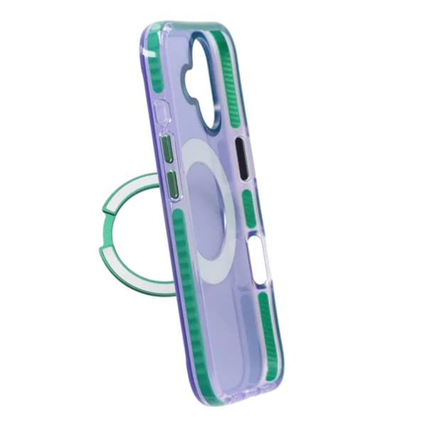 Iridescent Shockproof Case with 360-degree Rotatable Kickstand For iPhone 17 Purple Lila