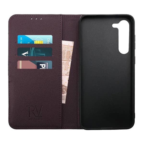 RV Magnetic Wallet Case For Galaxy S23 Plus Dark Cherry Lila