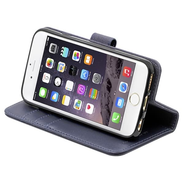iPhone 6/6S Plånboksfodral Magnet Läder med Stativ - Mörkblå Dark Blue