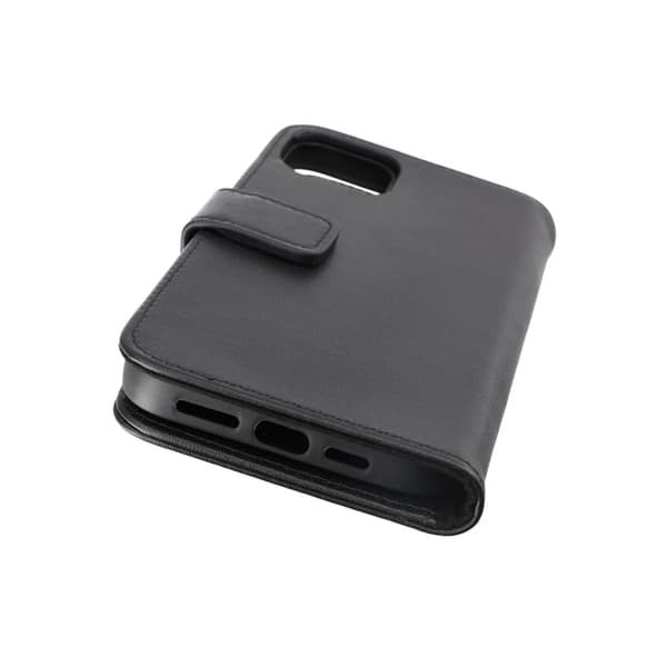 iPhone 14 Wallet Case Leather Rvelon - Black Svart