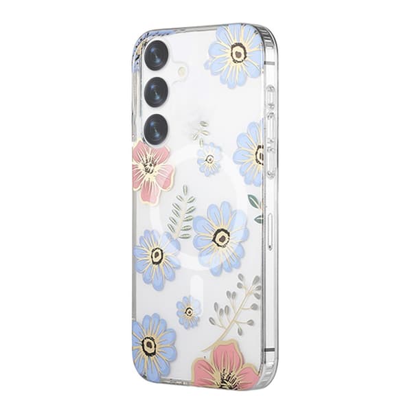 Samsung Galaxy S24 Plus Mobilskal Magnet - Blommor Röd/Blå Blå Röd
