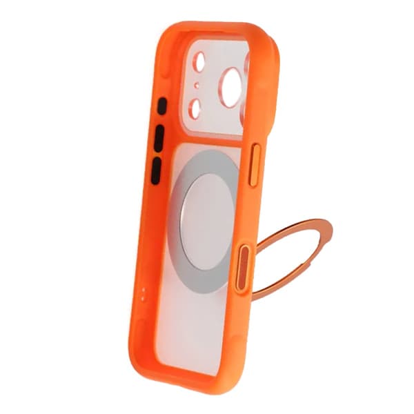 Clear Glow 360-degree Rotating MagSafe Stand Case For iPhone 17 Pro Orange Orange
