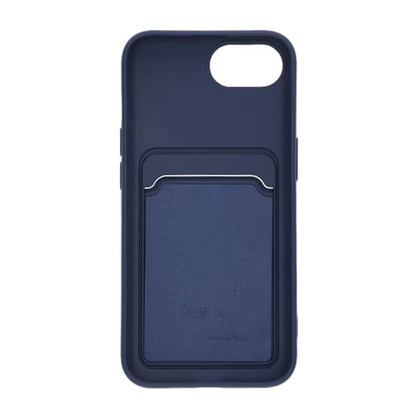 iPhone 16e Silicone Mobile Case with Card Holder - Blue Blå