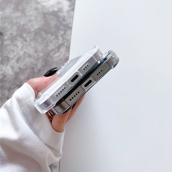 Shockproof Case with Card Holder iPhone 12 - Transparent Transparent