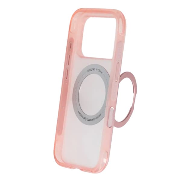 360-degree Rotating Stand Matte Magnetic Shockproof Airbag  Case  For iPhone 17 Pro Max/18 Pro Max Pink