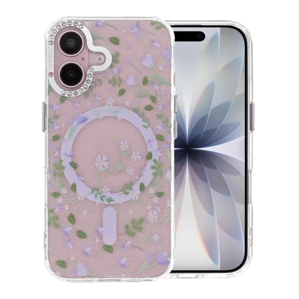 Blommigt Skal med Magsafe för iPhone 17 - Lavender Lavender