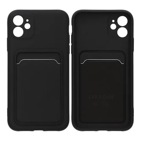 iPhone 11 Silicone Case with Card Holder - Black Svart