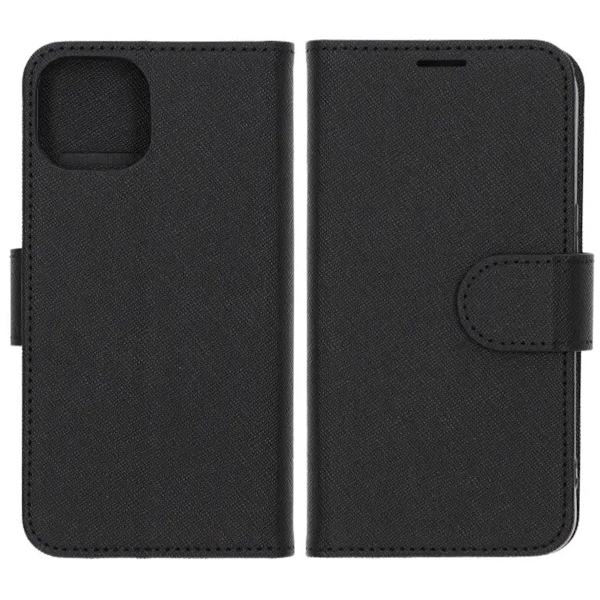 iPhone 13/14 Flip Stand Leather Wallet Case Black Svart