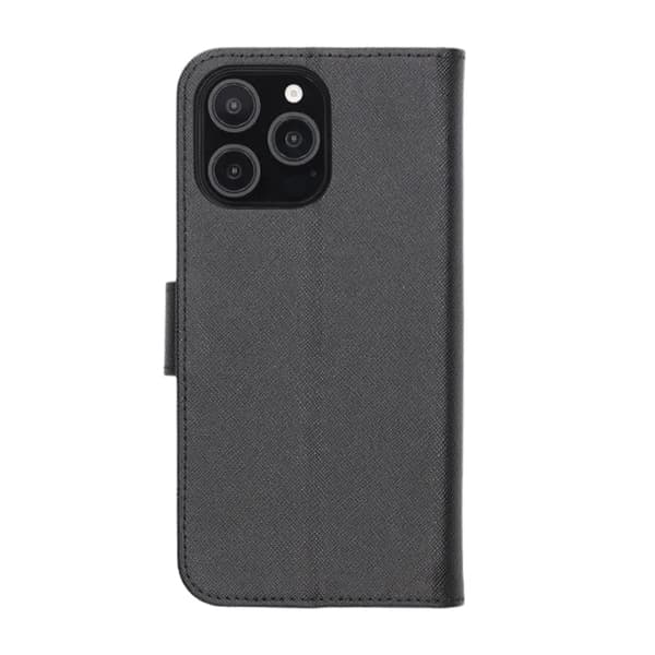 Flip Stand Leather Wallet Case For iPhone 16 Pro Max Black Svart
