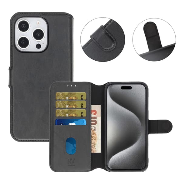 iPhone 16 Pro Max Wallet Case Magnet Rvelon - Black Svart