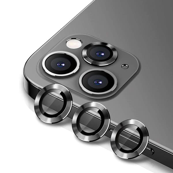iPhone 12 Pro Max Linsskydd med Metallram - Grå (3-pack) Grå