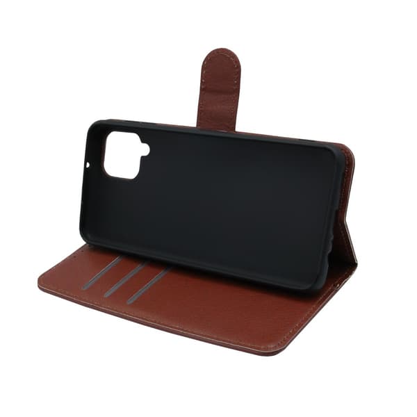 Samsung Galaxy A12 Flip Stand Leather Wallet Case Brown Brun