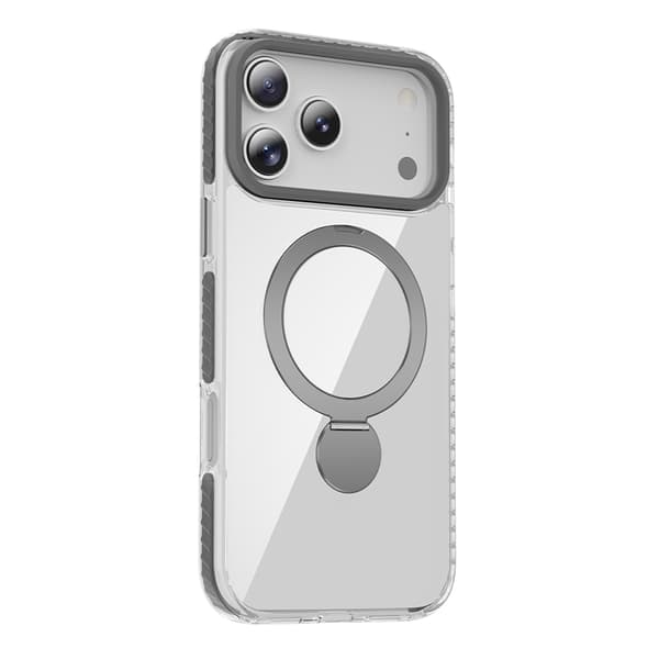 Case Magsafe for iPhone 17 Pro - Transparent gray with ring stand Transparent