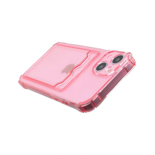 iPhone 14 Plus Shockproof Case with Card Holder - Pink Rosa