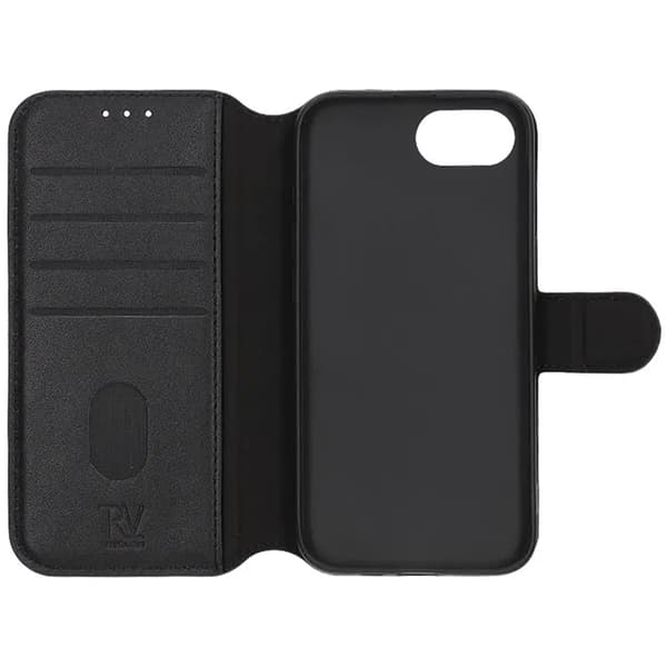 Rvelon Leather Wallet Case-iPhone 16e Black Svart