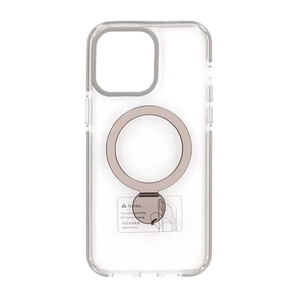 Pindun 360°Rotating Stand Magnetic Case For iPhone 15 Pro Max Gray Transparent