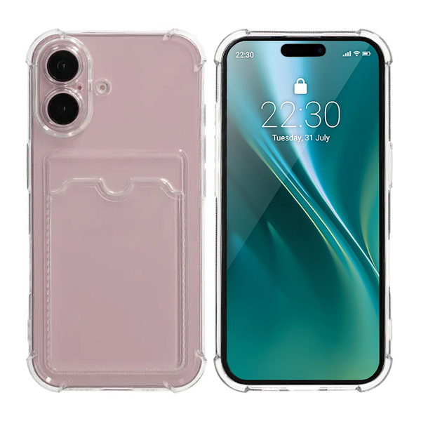 Shockproof Case with Card Holder iPhone 16 Transparent Transparent