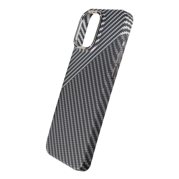 Carbon Fiber Phone Case for iPhone 15 Pro Max - Black and White Svart