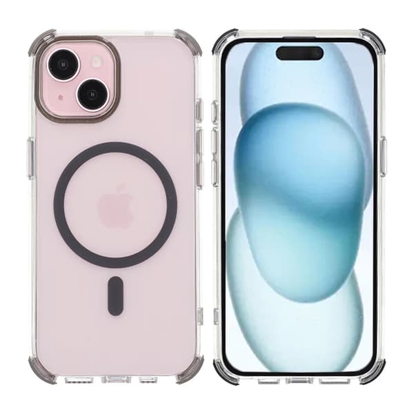 iPhone 15 Rvelon Mobile Case Magnet with Edge Protection - Gray Grå