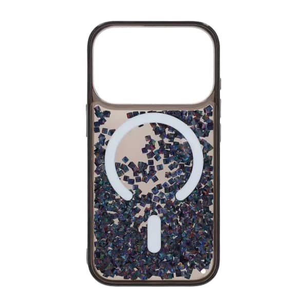 Diamond Quicksand Magnetic Case For iPhone 17 Pro Black Svart