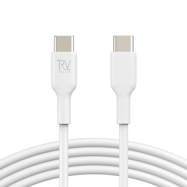 Rvelon USB-C till USB-C Kabel 2m - Vit Vit