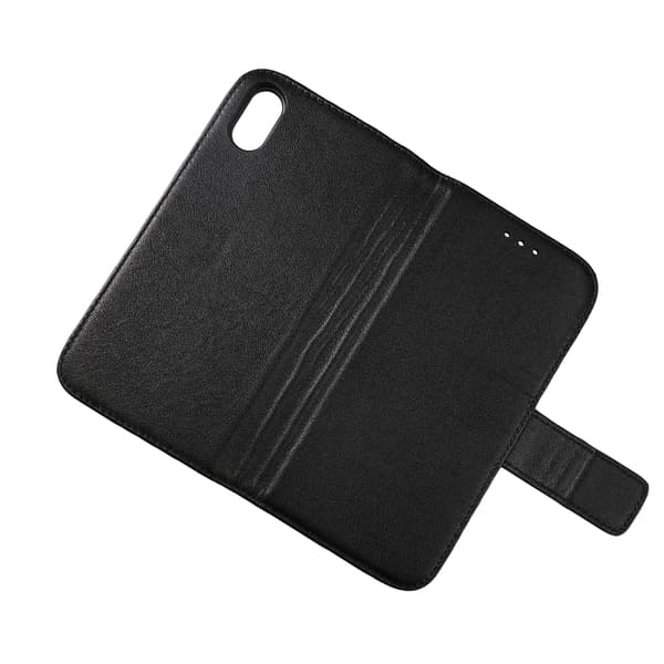 Rvelon Wallet Case Leather for iPhone X and XS - Black Svart