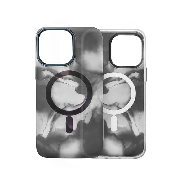 iPhone 14 Plus MagSafe Mobile Case - Gray Abstract Grå