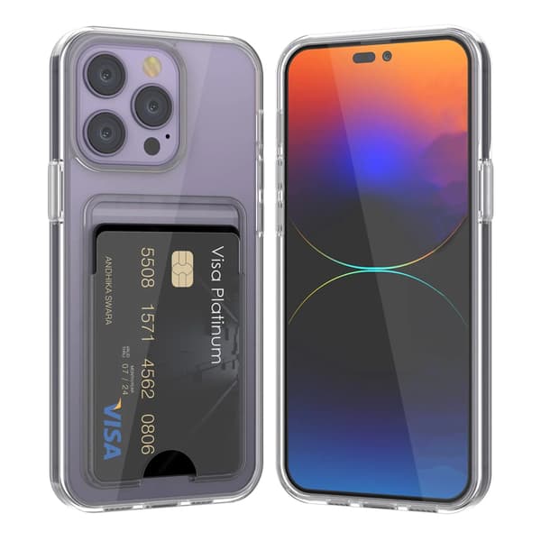 iPhone 15 Pro Case with Card Holder TPU - Transparent Transparent
