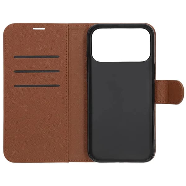 Flip Stand Leather Wallet Case For iPhone 17 Pro Brown Brun