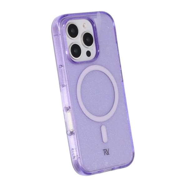 iPhone 16 Pro Rvelon Mobilskal TPU med MagSafe - Glitter Lila Glitter