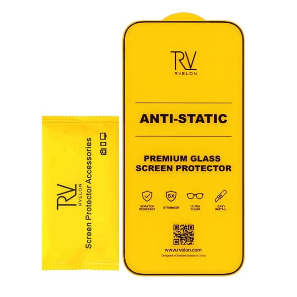 Rvelon Skärmskydd för iPhone 17 Pro Max - 3D Härdat Glas - Bulk Svart