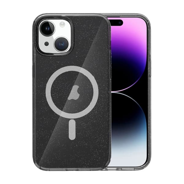 iPhone 15 Mobile Case Glitter Magsafe - Black Glitter