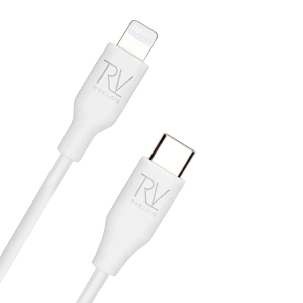 Rvelon iPhone-kabel USB C till Lightning MFi Silikon 2M Vit Vit
