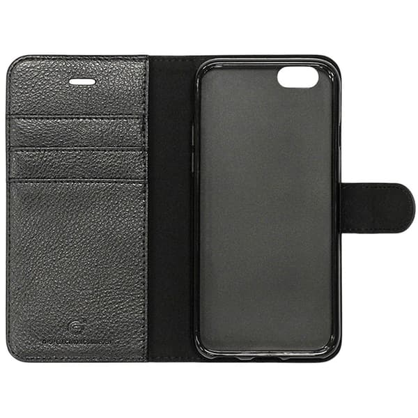 Wallet Case Leather with Stand for iPhone 6 and 6S - Black Svart