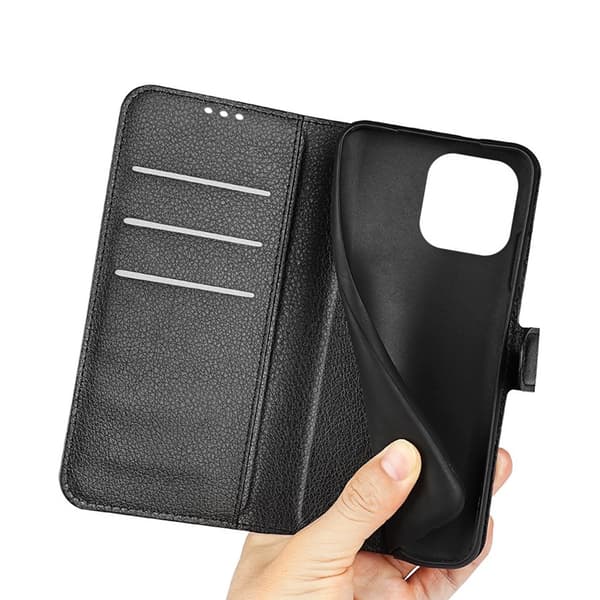 iPhone 14 Plus Wallet Case with Stand - Black Svart