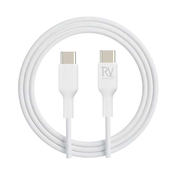 Rvelon USB-C till USB-C Kabel 2m - Vit Vit