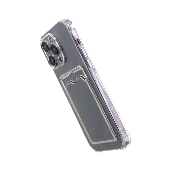 iPhone 14 Pro Max Shockproof Case with Card Holder - Transparent Transparent