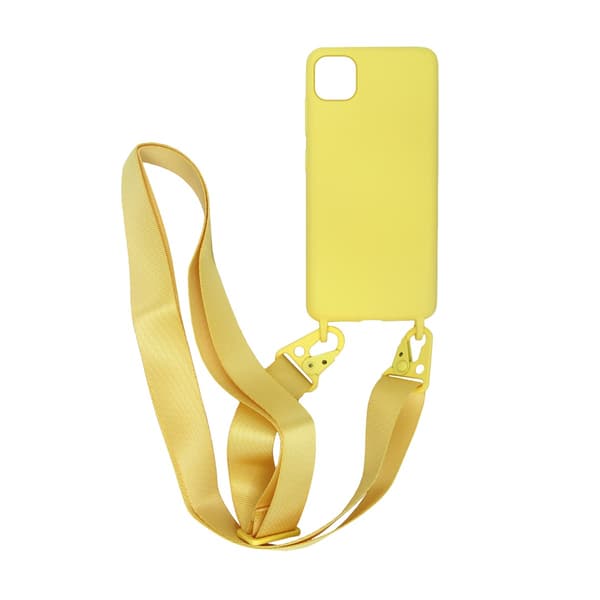 Silicone Mobile Case with Strap and Necklace for iPhone 11 Pro - Yellow Gul