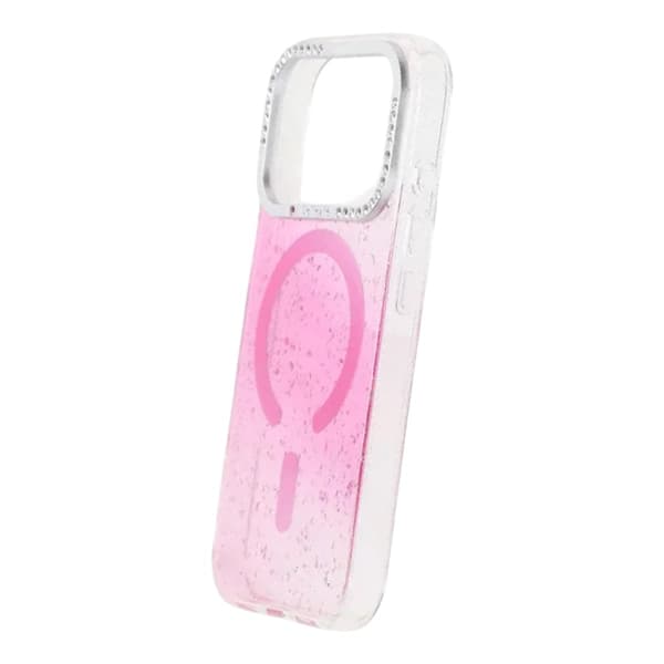 Glitter Skal MagSafe och Diamanter för iPhone 17 Pro/18 Pro - Rosa Glitter