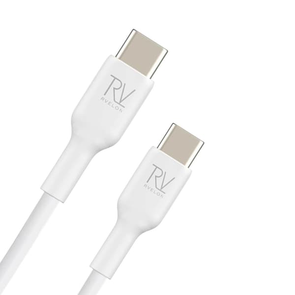 Rvelon USB-C Laddkabel 60W Snabbladdning 2m - Vit Vit