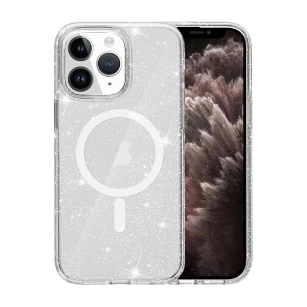 iPhone 11 Pro Hybrid Case With Glitter - Transparent Glitter