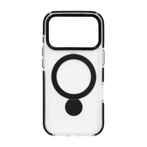 Case Magsafe for iPhone 17 Pro Max - Transparent black with ring stand Transparent