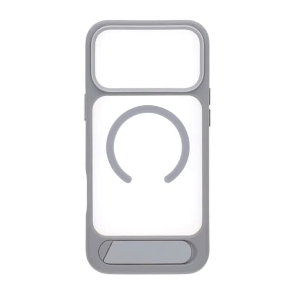 Black Feather Inclined Bracket Magnetic Case - iPhone 17 Pro Gray Svart