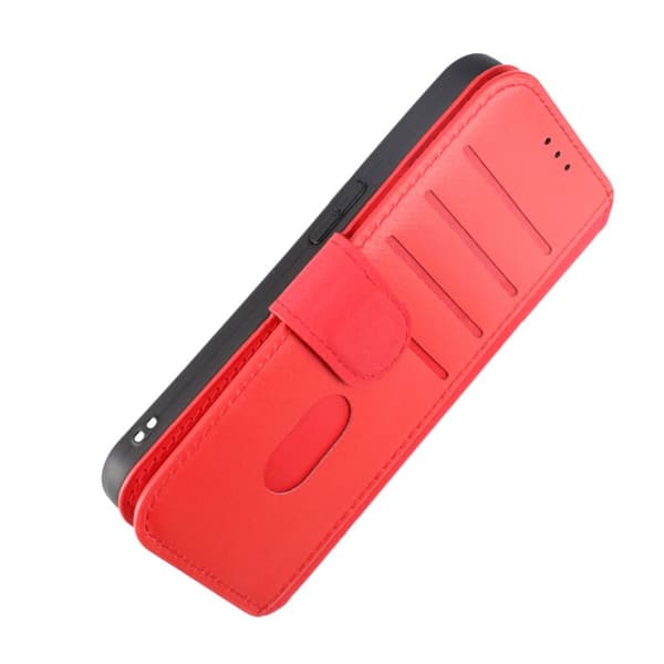 iPhone 15 Pro Plånboksfodral Läder Rvelon - Röd Röd