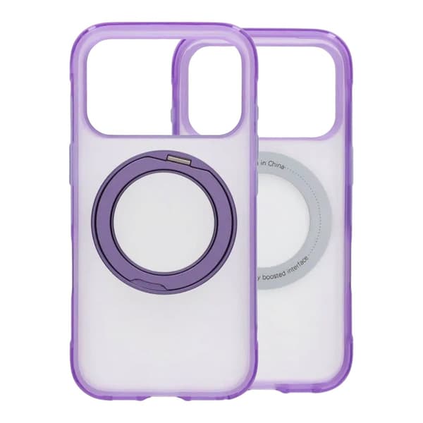 360-degree Rotating Stand Matte Magnetic Shockproof Airbag  Case  For iPhone 17 Pro Max/18 Pro Max Purple