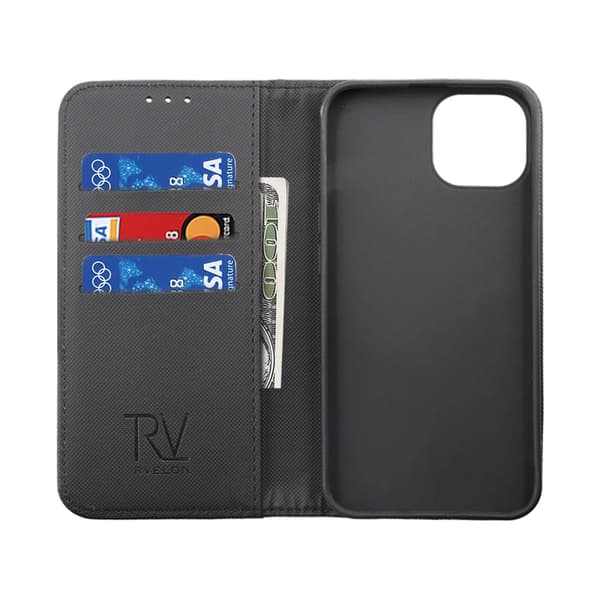 iPhone 14 Plus Wallet Case Extra Card Rvelon - Black Svart